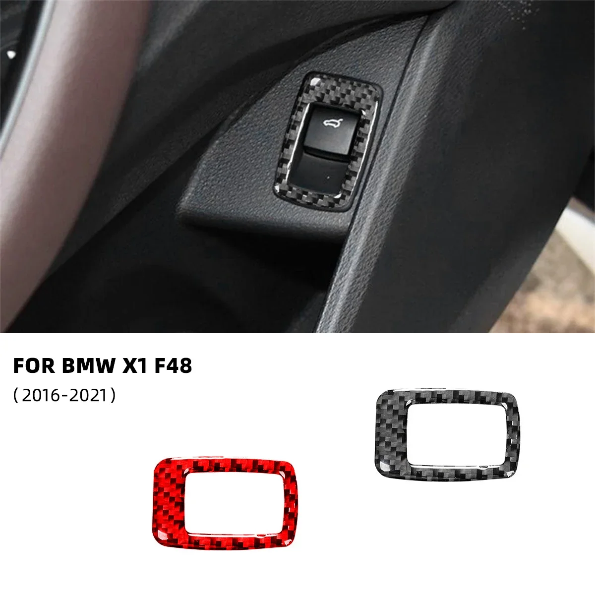 

For BMW X1 F48 2016-2021 Car-styling Carbon Fiber Car Rear Trunk Button Decorative Accesorios Voiture Para Auto Car Stickers