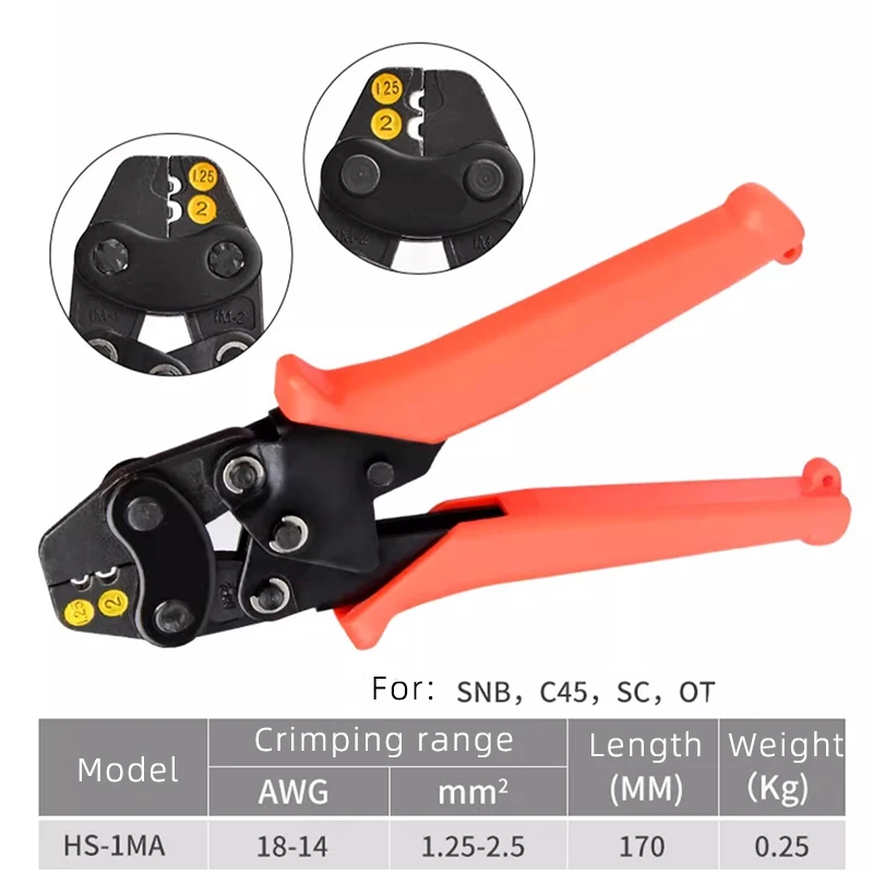 HS-2MA OT/UT pinza a crimpare per terminali nudi piccoli 0.3-6mm pinza a crimpare a cricchetto con terminale quadrato Non isolato