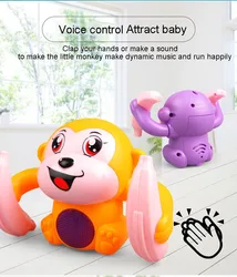 Quirky Cute Rolling Monkey Can Rotate 360 ° Sound And Lighting effectsBaby Crawling Interactive Toy Baby's First Year Gift