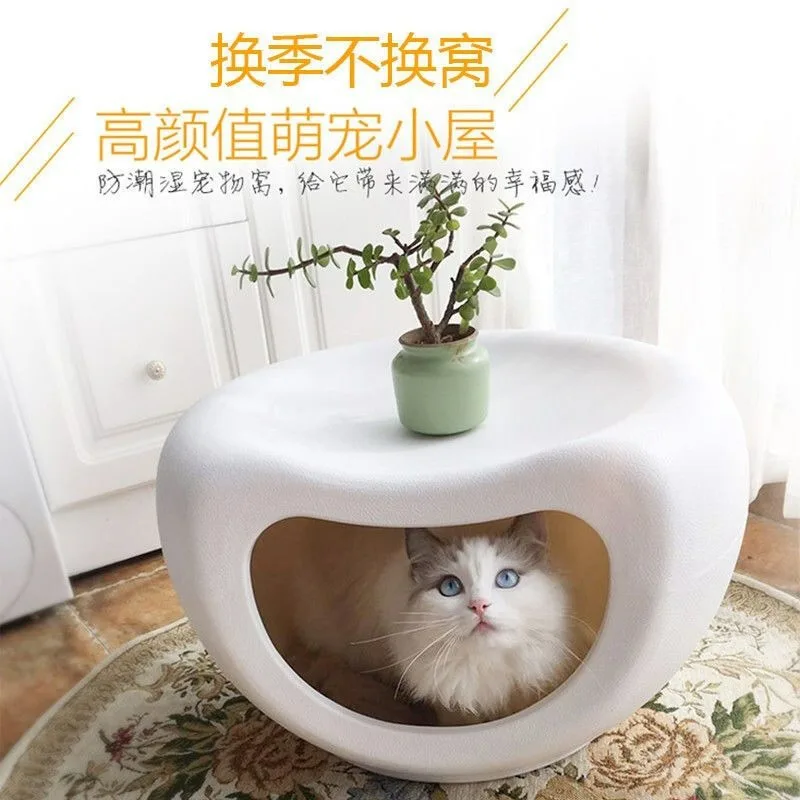 Stools Ottomans Cat Nest Winter Warm Closed Pet Stool 4 Seasons Washable Cats Bed Dogs Nest Cats Supplies Pouf Furniture Bench