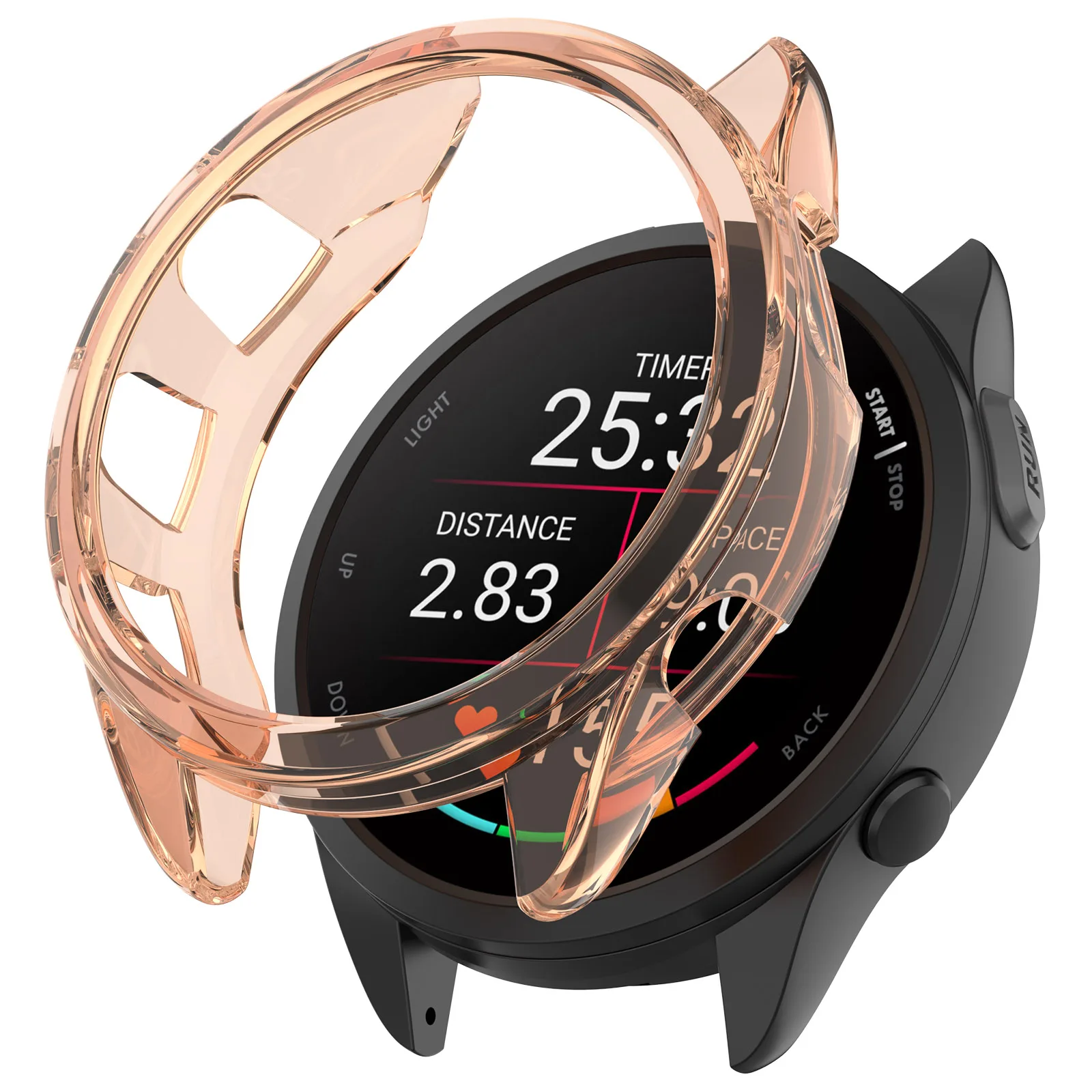 لساعة Garmin Forerunner 165 / Forerunner 165 Music TPU إطار ساعة ذكية - وردي شفاف