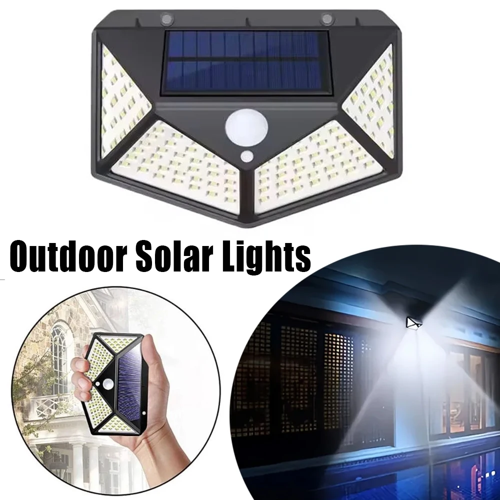 

Солнечный свет 100 светодиодов Солнечные прожекторы 3 режима Открытый солнечный свет безопасности движения Водонепроницаемый для сада Патио Гараж Настенный светильник
