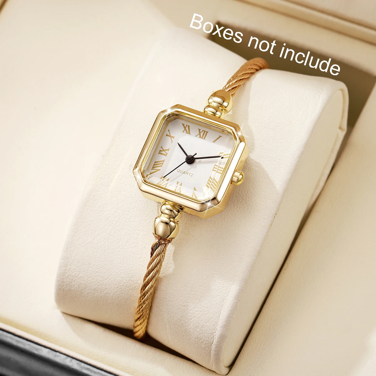 1/4PCS Fashion Square Roma Dial Women Quartz Watch Elegant Bracelet Strap Wristwatch Reloj Mujer Girls Clock Gift (Without Box)
