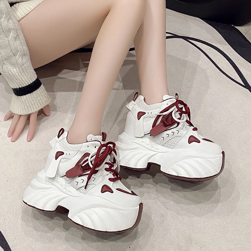 10.5CM 2024  Women Run Star Sneakers High Top Platform Women Sports Shoes White Black Casual Fashion Shoes Vulcanized Shoes Feme
