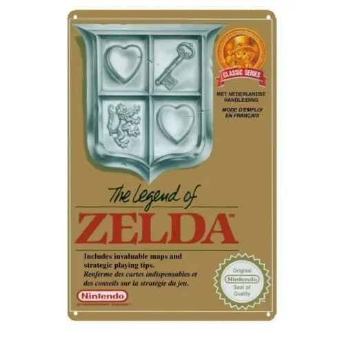 1p,Zelda Nes Retro Video Game Metal Poster Tin Sign 20*30cm