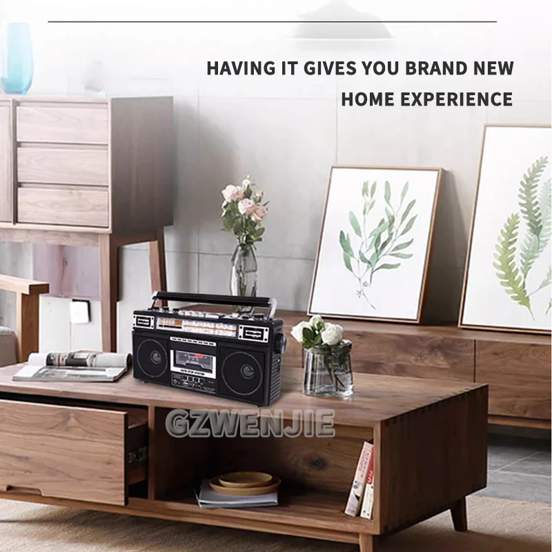 

Retro Radio Speaker Portable Tape Player Multifunctional Stereo SW/AM/FM Bluetooth Radio Supports USB/SD Card Headphone Input