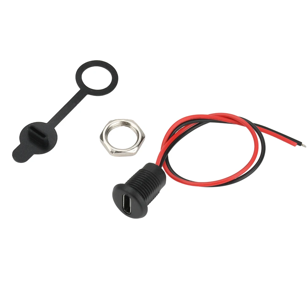 

2-pin USB Type C Waterproof Connector Type C Waterproof Female Chassis Connector Locking Outer Threads Without Terminals