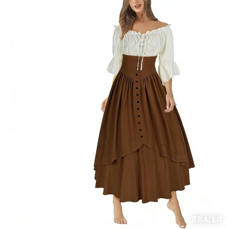 

COWOWO European-style French-style Dress Long Skirt Halloween Renaissance Period Sequined Gothic Dress Fairy 2026
