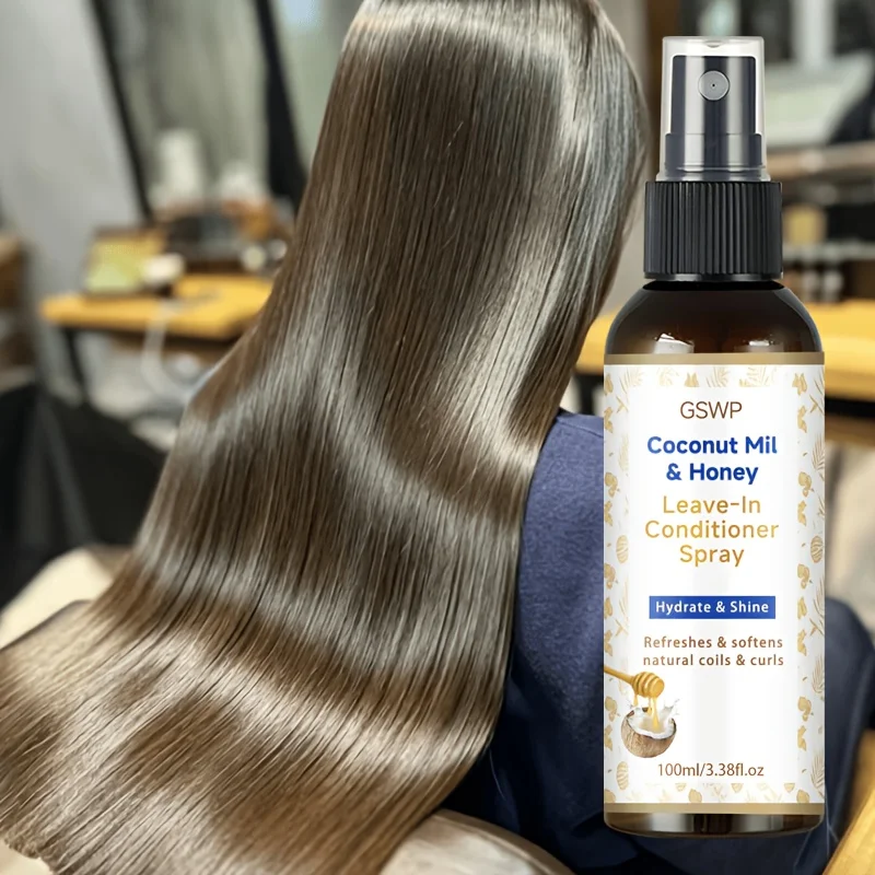 GSWP Coconut Milk & Honey Leave-In Conditioner Spray, Deep Hydration & Shine, Reduces Dryness & Split Ends, Non-Greasy.100/200ml