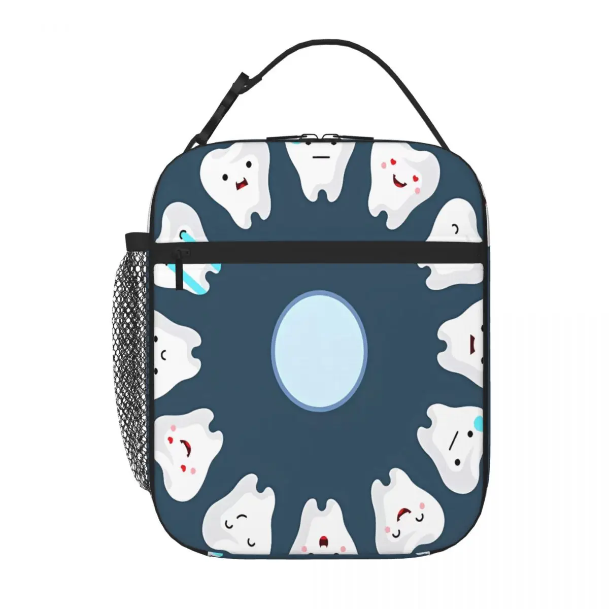 Bestselling White Teeth Dental Clinic Wall Face Decoration Dental Quilted Compact Lunch Bag Mini Travel Lunch Bag
