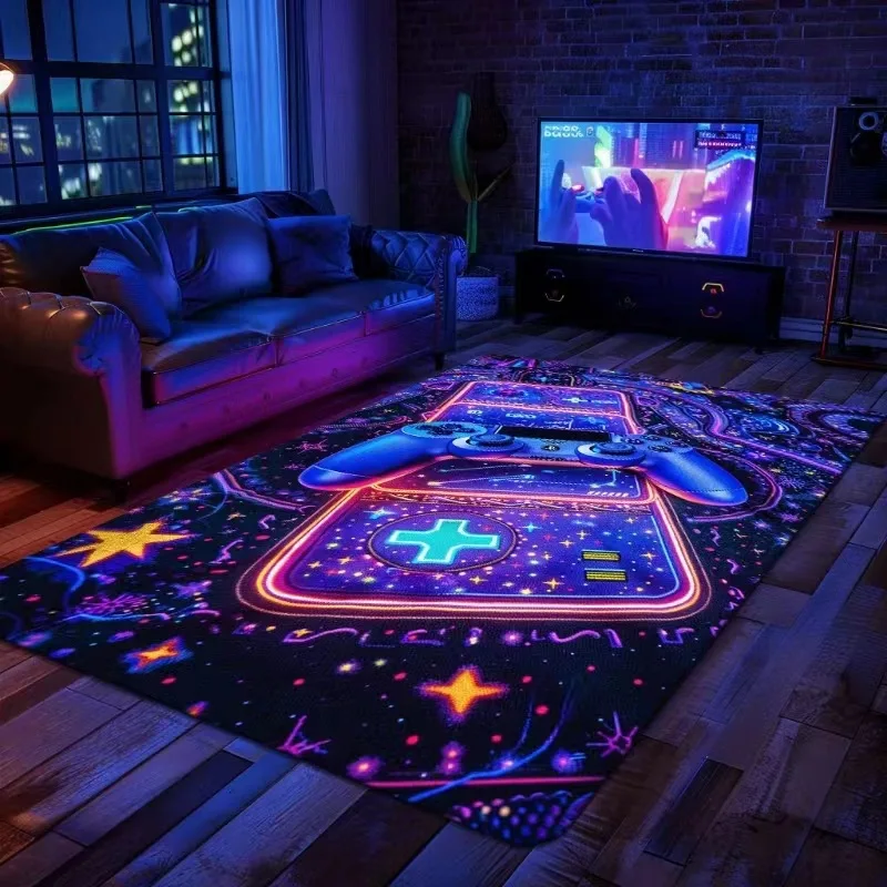 3D Game Console Symbols Cards Game Rugs Teen Kawaii Living Room Bedroom Anime Carpets Child Aesthetic Room Decor Large Floor Mat