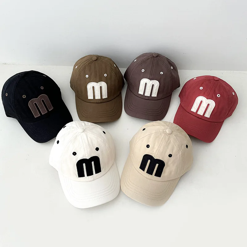 Spring Autumn Korean Baby Boys Baseball Cap Versatile M Letter Vintage Infant Boys Hat Sunscreen Casual Toddler Boys Caps