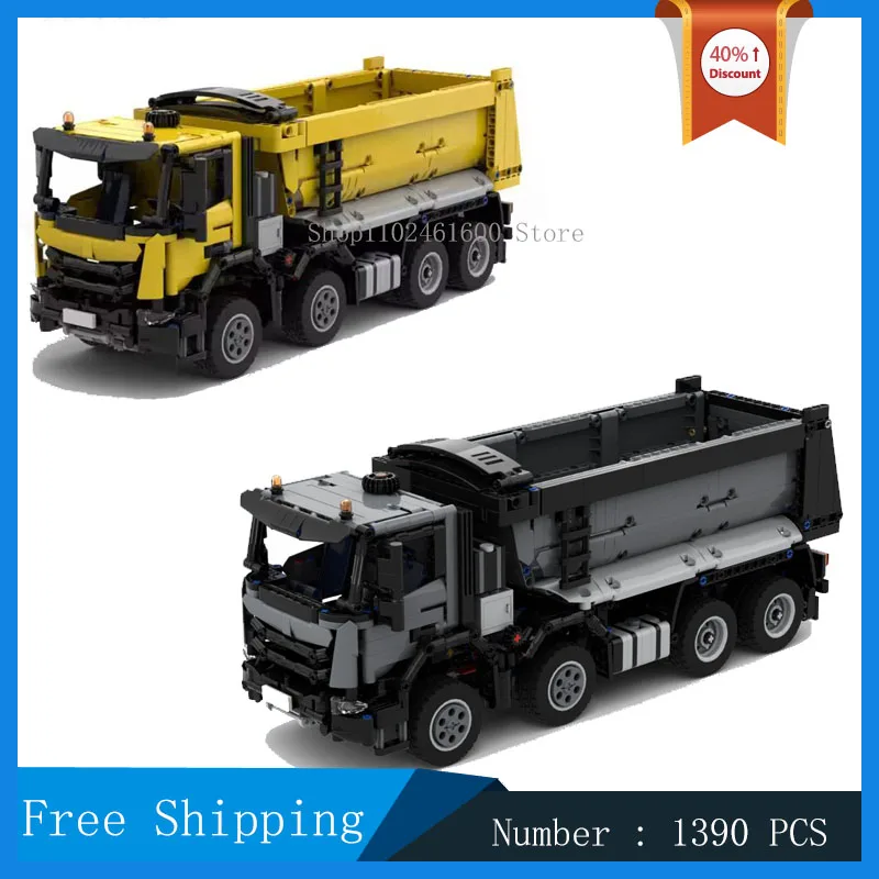 Technical off-road vehicle 8x4 truck T-Way model building block MOC dump truck compartment vehicle collection toy gift