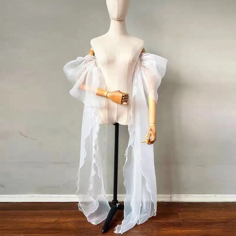 Bridal Sleeve Organza Detachable Fluffy Long Tail Women's Wedding Dress Accessories