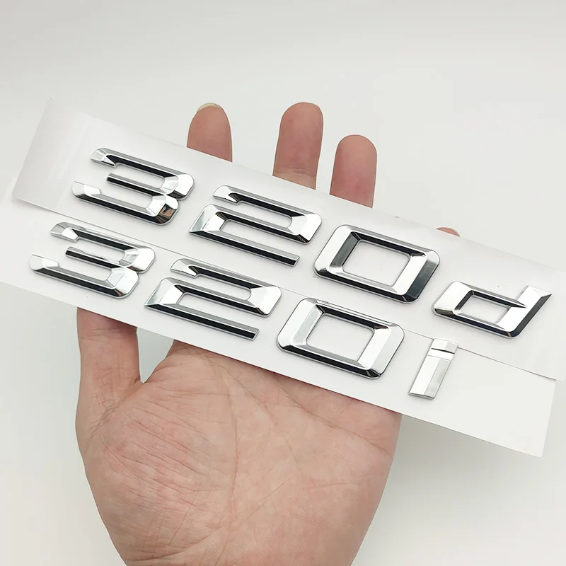 สติกเกอร์ติดตรารถยนต์ท้ายรถโครเมี่ยม3D สำหรับ BMW E90 E46 F30 F31 E36 316d 318d 325D 328d 330d 320D โลโก้อุปกรณ์เสริม