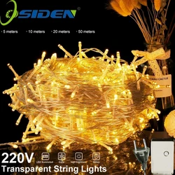 Led String Fairy Lichter Weihnachten 5M10M20M50M 4 Farbe 8 Modi AC220V/110V Urlaub Beleuchtung Für Hochzeit Garland dekoration