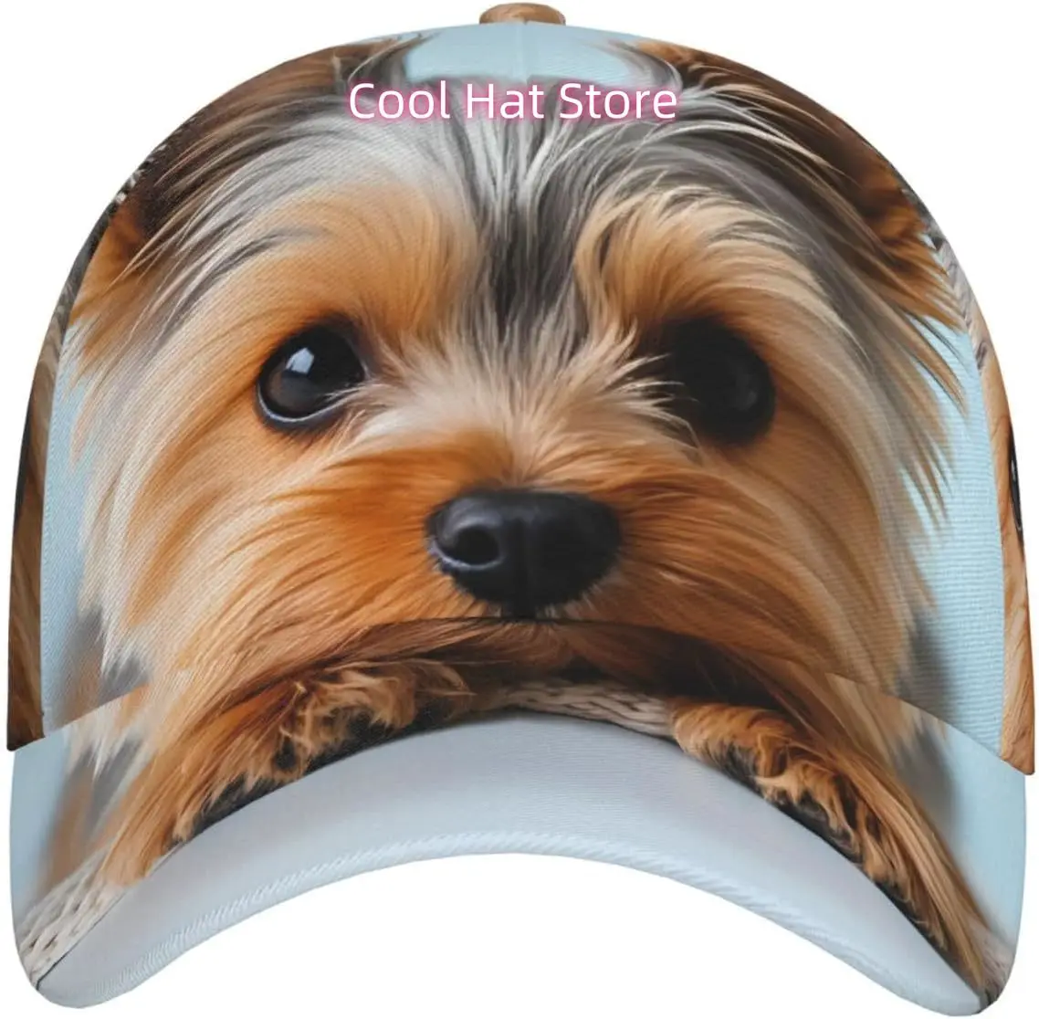 Cute Yorkshire Terrier Puppy Pattern Baseball Cap Adjustable Cotton Baseball Hat for Sports, Outdoor, Travel Gifts for Men Black