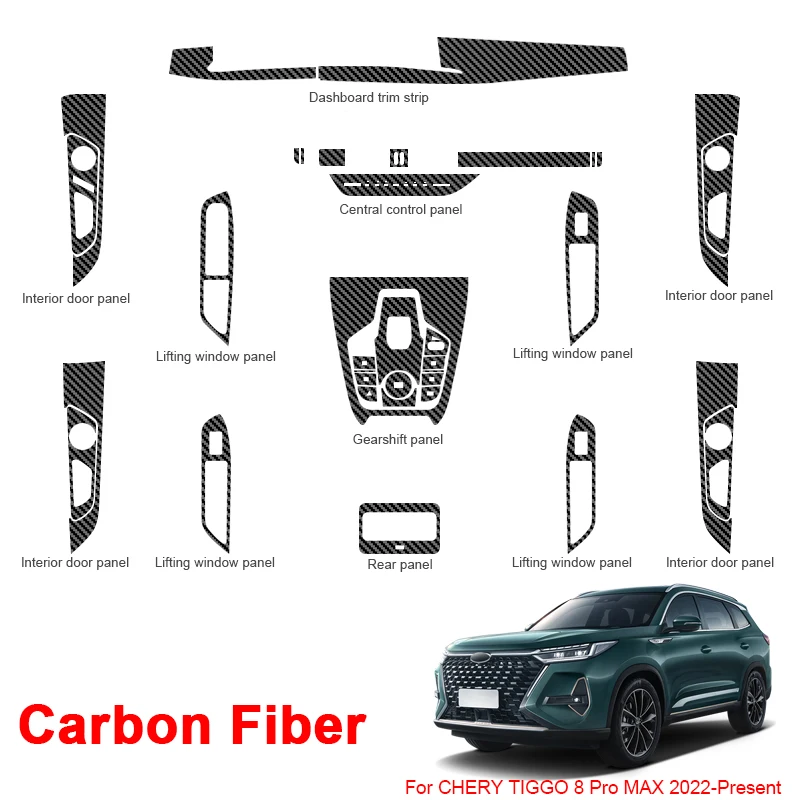 For Chery Tiggo 8 PRO MAX 2022-2023 Car Interior Sticker Lifting Window Panel Decal Gear Box Dashboard Protective Film Accessory