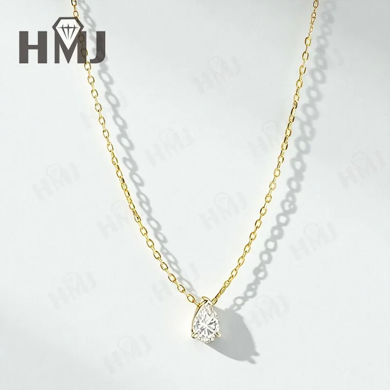 Moissanit-Halskette mit 1/2/3/4 Karat D-Farbe Birnenförmiger Moissanit S925 Vergoldete Kette in Weiß, Gelb oder Roségold für Damen, Verlobung, Alltag und Charme – Detail 24