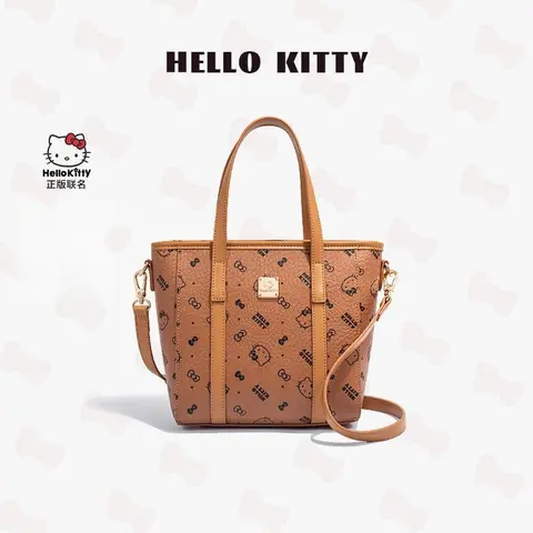 Kawaii Hello Kitty Fashion Handbag Anime Cute Girl Advanced Versatile Crossbody Bag KT Printing Shoulder Bag Exquisite Gift Box