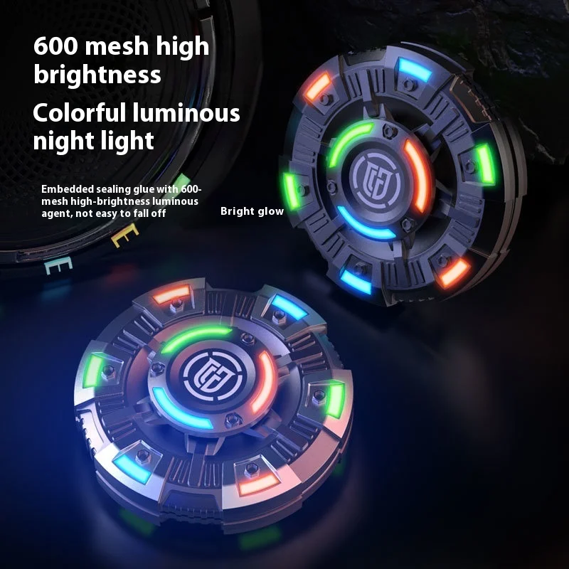 Glowing Black Tech Fidget Spinner Two-In-One Finger Relaxing Toy For Boys Casual Play Stress Relief Spinner