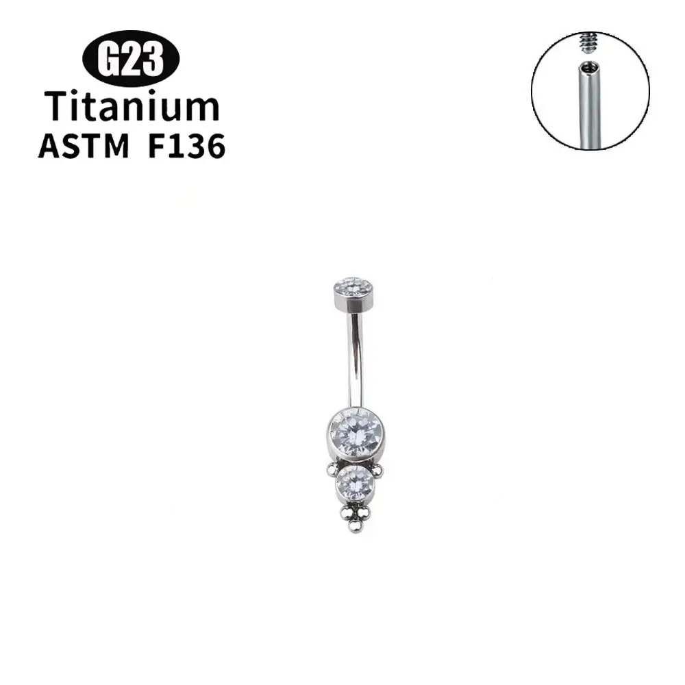G23 Titanium Hot Selling Prong Set Cz Opal Navel Ring Piercing navel ring belly button titanium