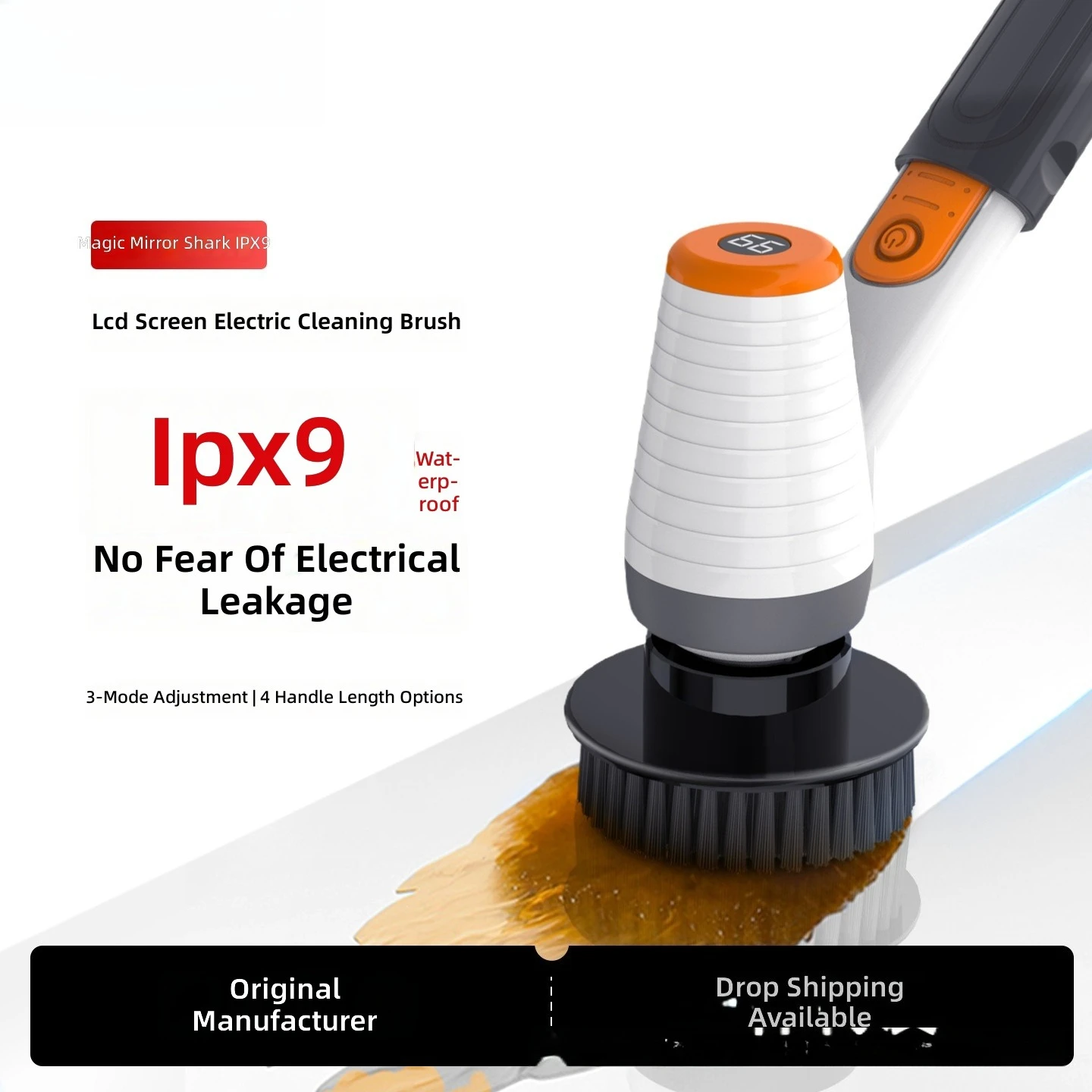Electric Aquarium Cleaner, Waterproof Fish Tank Brush, Long Handle, No Dead Corners, Inner and Outer Wall Cleaning Tool