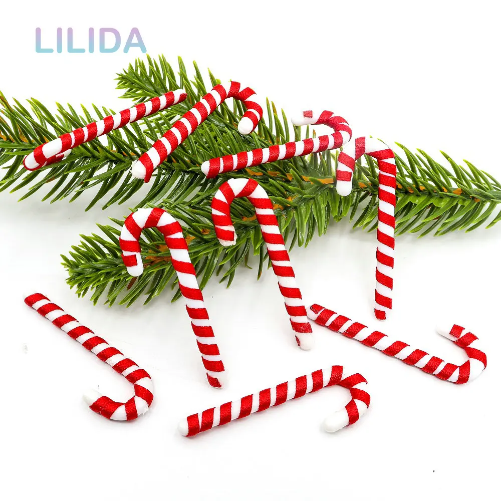 

5CM 30/50/100pcs Christmas Candy Cane Xmas Tree Decoration Lollipops Red and White Hand Cane Pendant Home Decor New Year Navidad