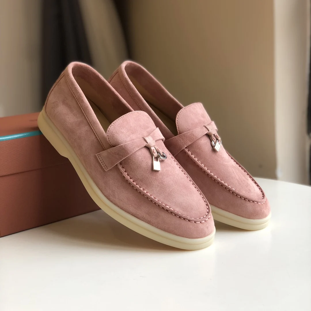 Donna-in Suede Loafers Luxury Quality Women Shoes Comfort Slip-On Elegant Female Shoes Casual Flats Large Size 42 Tassel Buckle