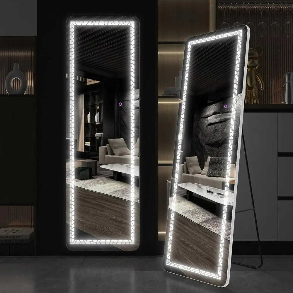 

Full Length Mirror with LED Lights, Mirror Full Length with Lights, Wall Mounted Mirror Dimming & 3 Color Modes for Bedroom