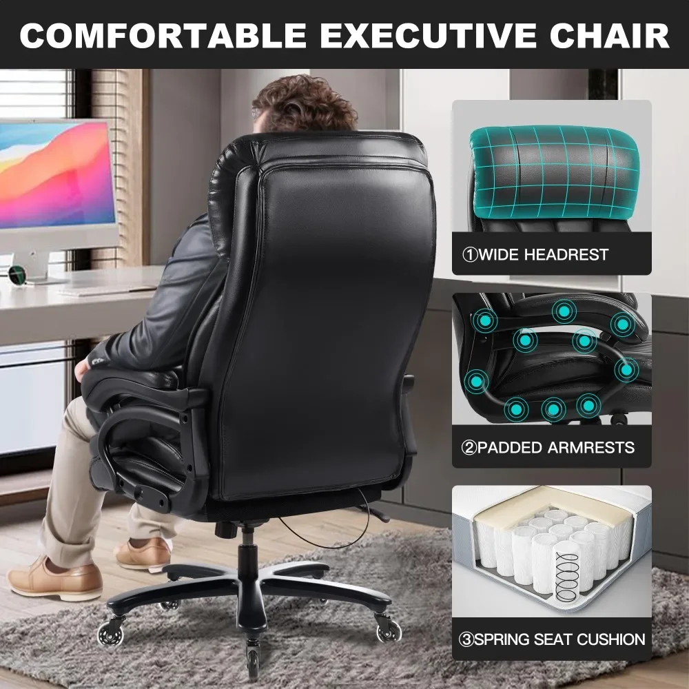 2024 New Big and Tall Office Chair 500lbs, Heavy Duty Office Chair  with Adjustable Lumbar Suppor Design for Back Pain