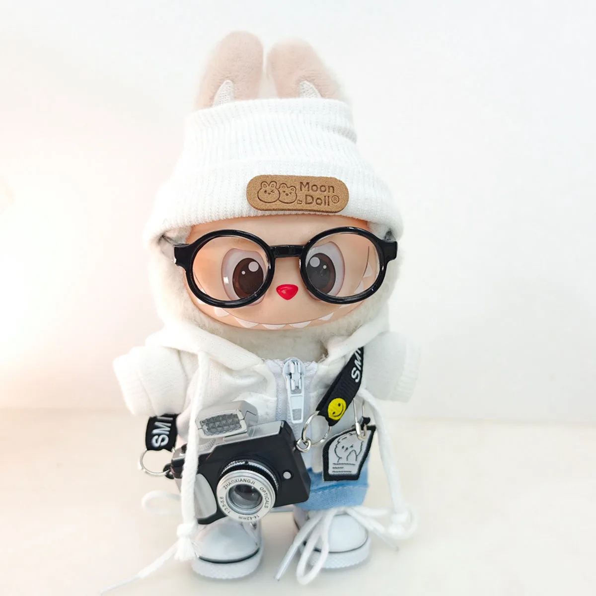 Cute Plush Doll Casual Zipper Jacket Sweater Threaded Hat Pants Set Clothes for Labubu Clothes Gifts