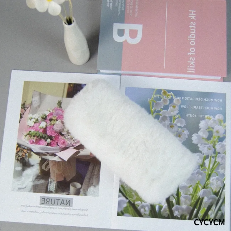 Bufanda de Piel de Conejo Rex Auténtica Tejida para Mujer, Bufandas de Piel de Conejo Rex Natural Suave para Invierno, Diadema de Piel 100% Genuina para Niñas