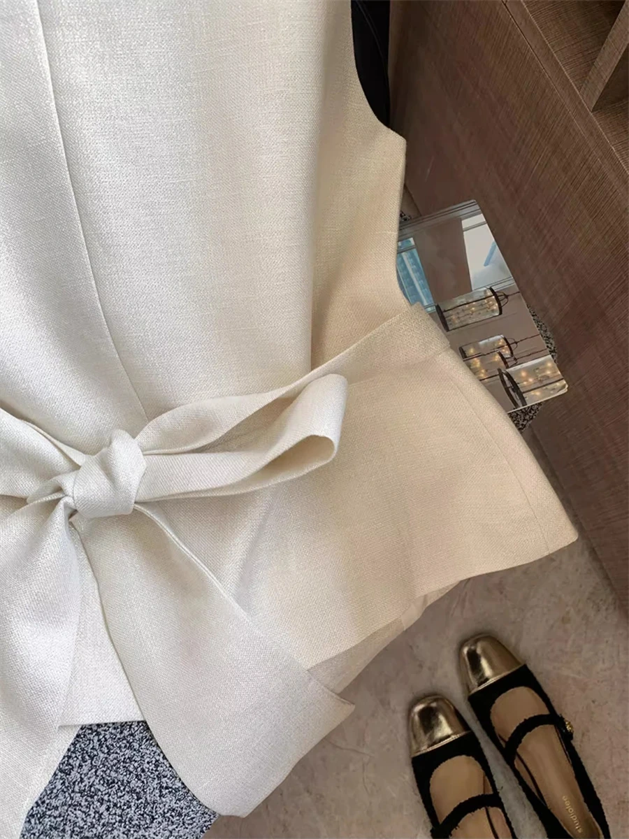 

Модный повседневный жилет в стиле ретро с v-образным вырезом, женский утягивающий топ с завязками на талии, удобный дышащий летний топ на бретелях