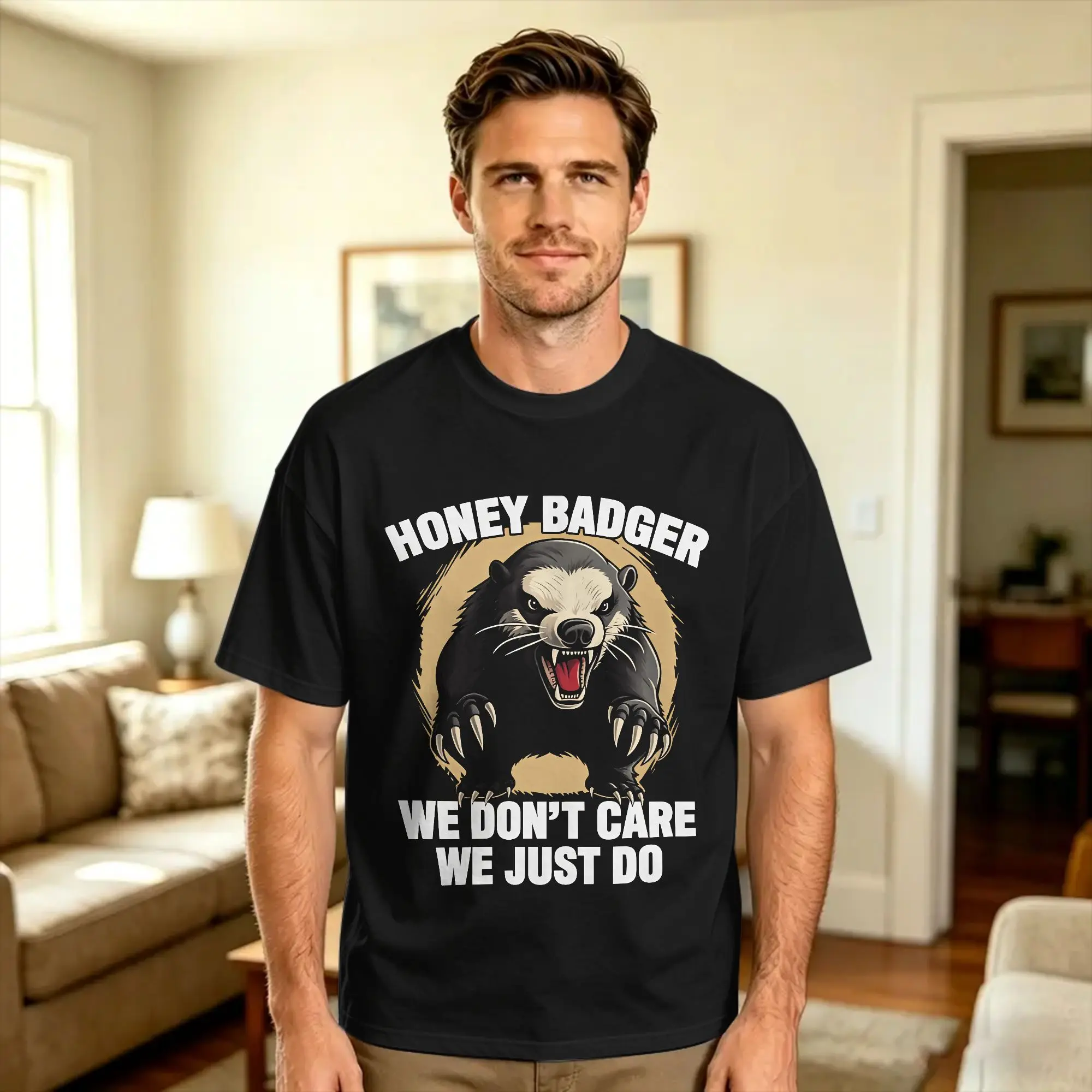 Ferocious Honey Badger Adult Humor Statement Cotton T-Shirt For Men's Summer  Streetwear T Shirts Hippie Tee Shirt Big Size