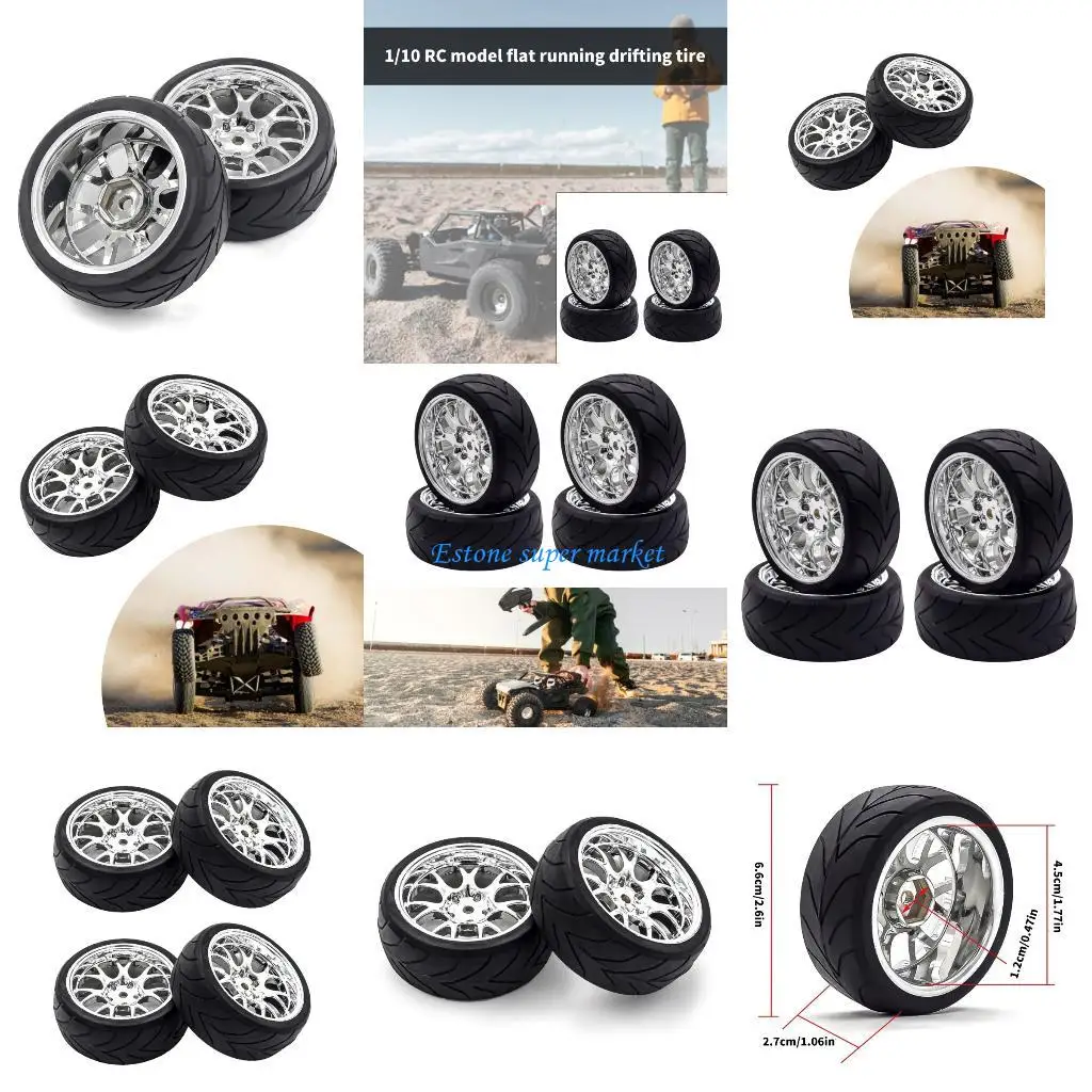 

090b 4pcs Racing Car Tyres с 12 -миллиметровым адаптером для 1/10 пульт дистанционного управления.