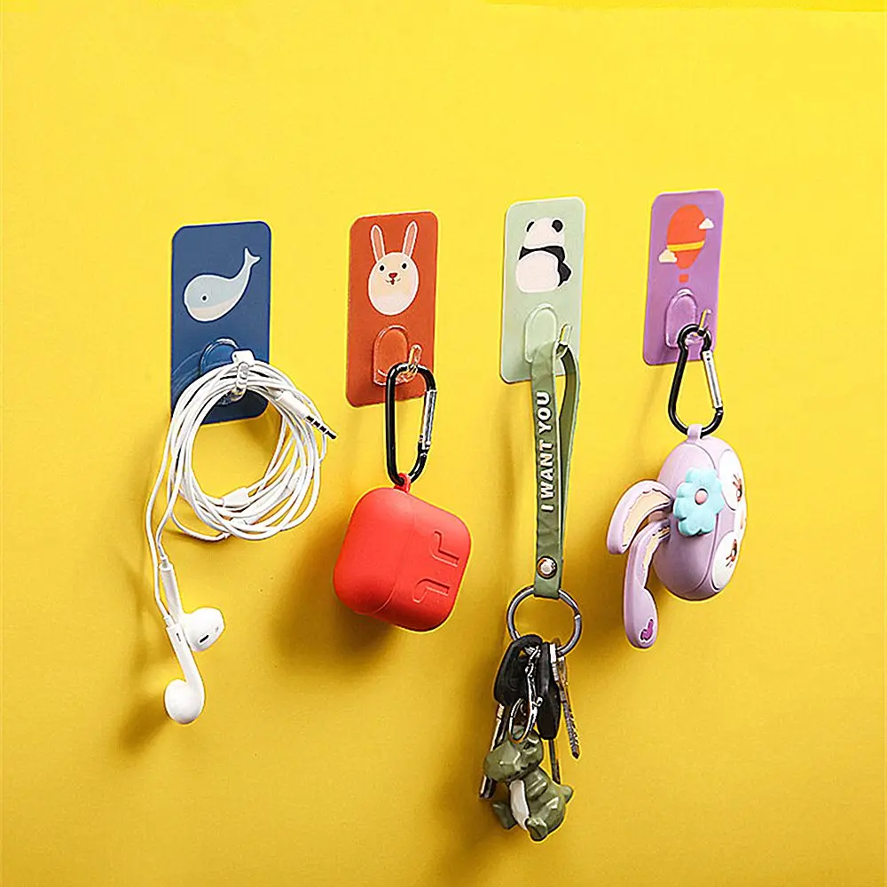 

Cute Animal Cartoon Adhesive Wall Hook Non-Marking Free Punching Strong Bearing Wall Hanger Bathroom Kitchen Supplies Stick Hook