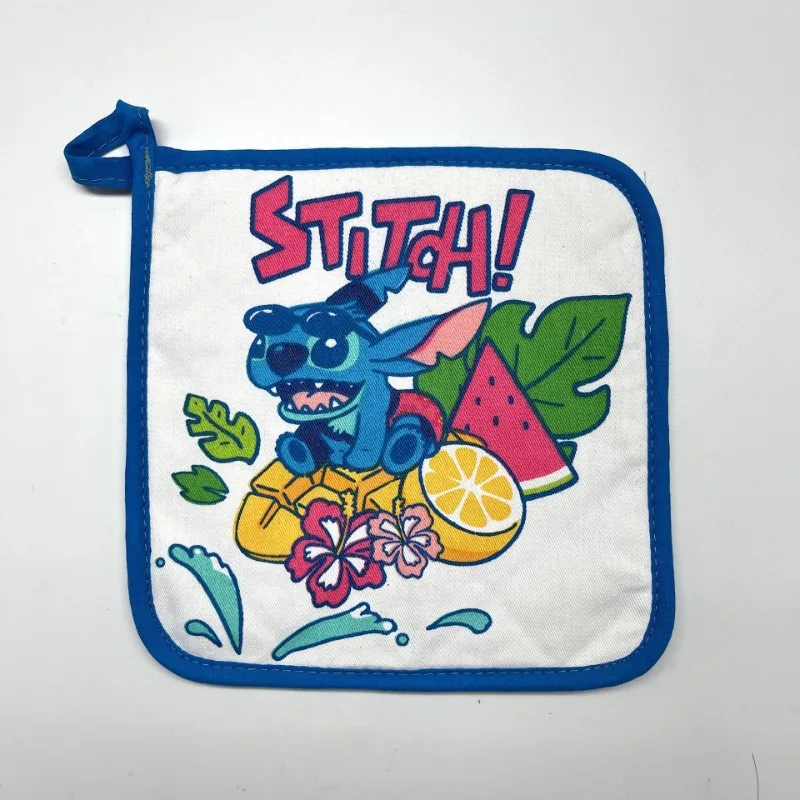 

Stitch Coasters Cartoon Anime Characters Square Cotton Fabric Baking Anti Slip Heat-insulating Pot Mats Universal Kitchen Use