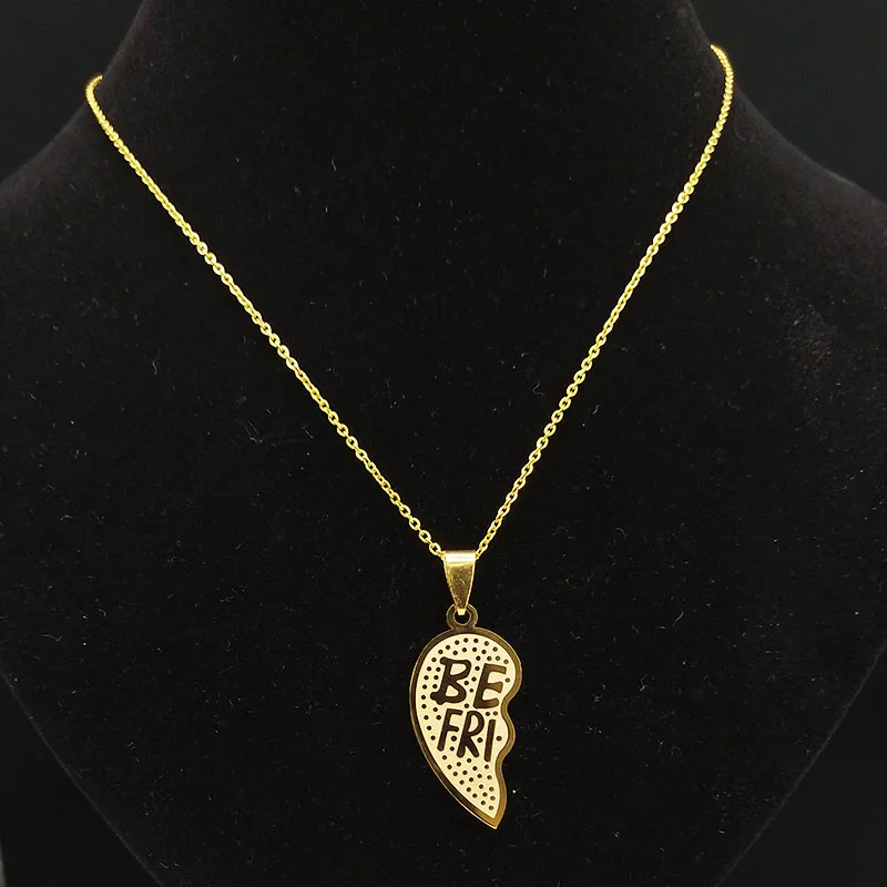 2 PCS Heart Best Friend Stainless Steel Necklace for Women Men Gold/Silver Color Friendship Chain BFF Jewelry cadenas mujer N721
