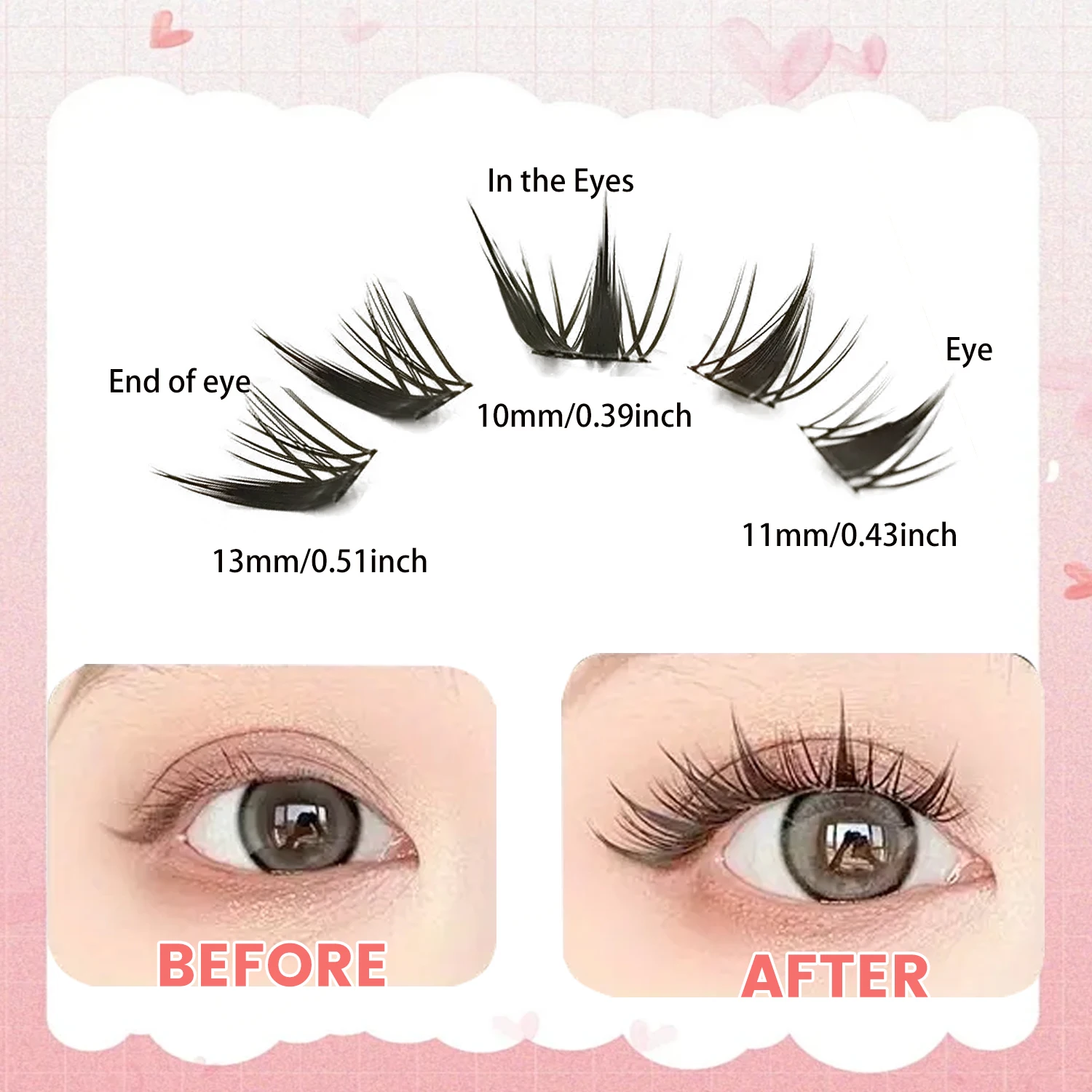 10 Reihen mit je 100 einzelnen, C-förmigen, individuell angebrachten Wimpern im Fox-Stil, natürlich und voluminös, für ein natürliches Make-up, geeignet für den Heimgebrauch und ideal für Anfänger. – Detail 3