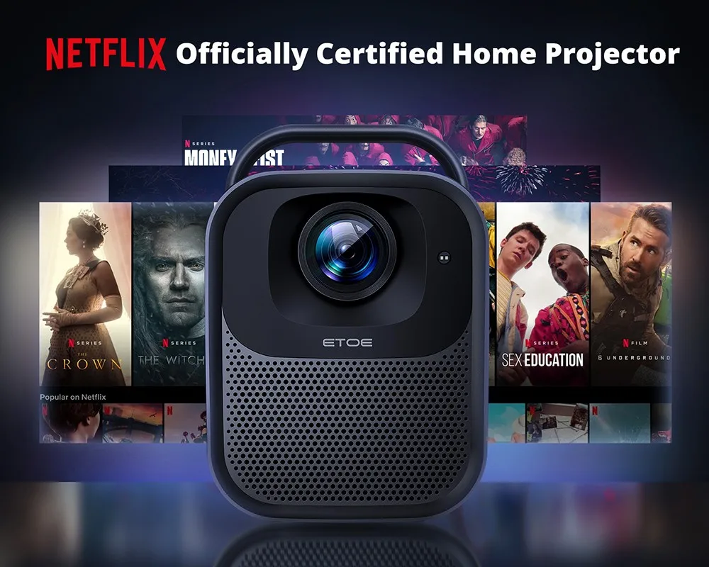 ETOE Seal Pro 4K-projector Native 1080P 1000 ANSI Google TV en Netflix-gecertificeerde Dolby Audio IP5X stofdichte autofocus en Keystone