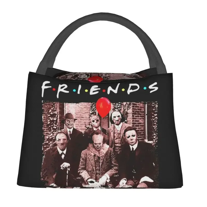 Horror Movie Friends Character Insulated Lunch Tote Bag for Women Halloween Portable Cooler Thermal Bento Box Work Travel