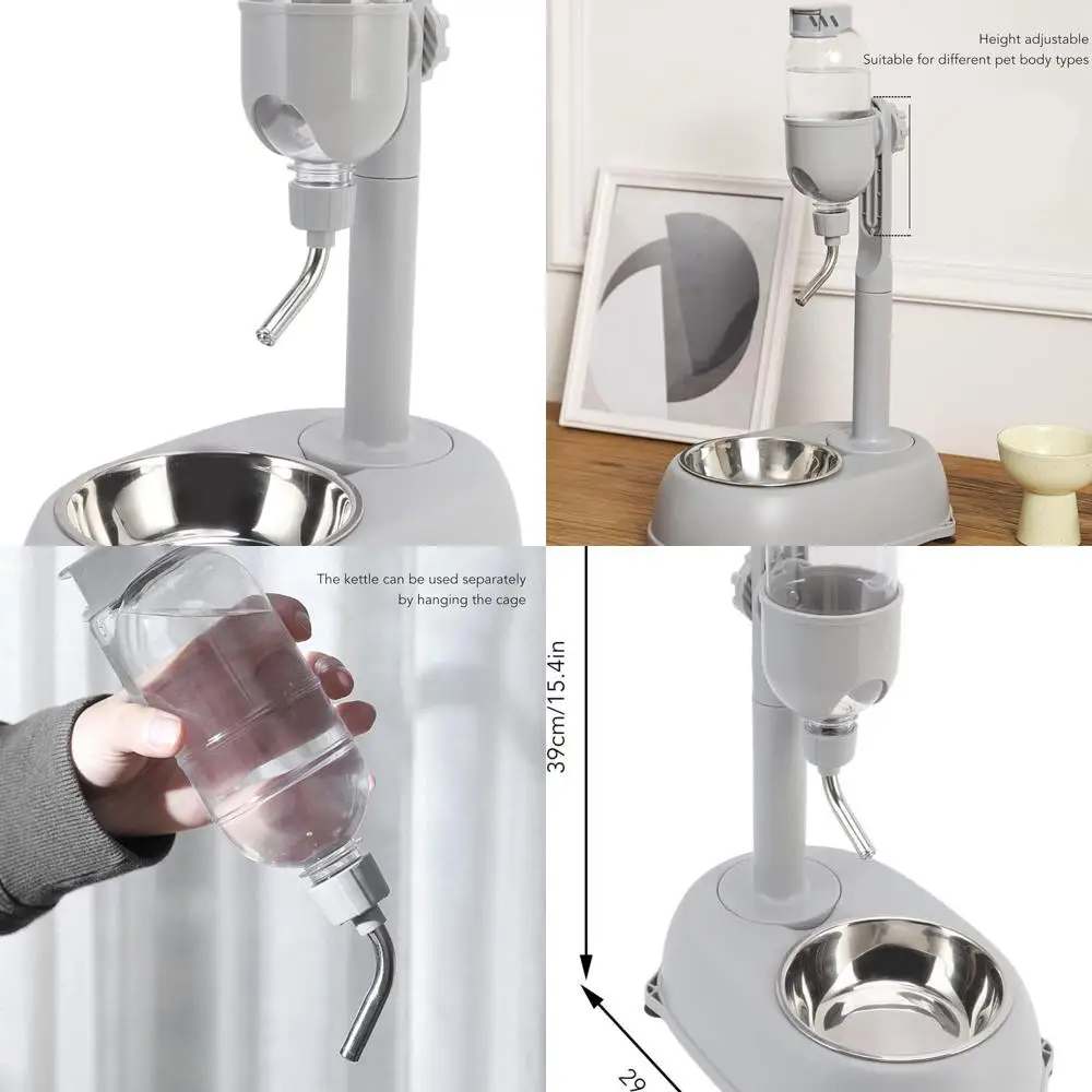 

Pet Water Dispenser, Pet Standing Water Dispenser Bowl, 2 in 1 500ml Multifunctional Detachable Height with Stand for Dogs Cats