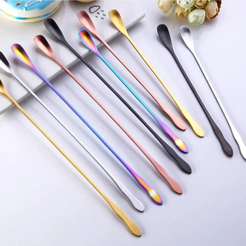 Practical Coffee Scoop Stainless Steel Coffee Spoon With Long Handle Dessert Tea Teaspoon Dinnerware Ice Cream Kitchen Tool