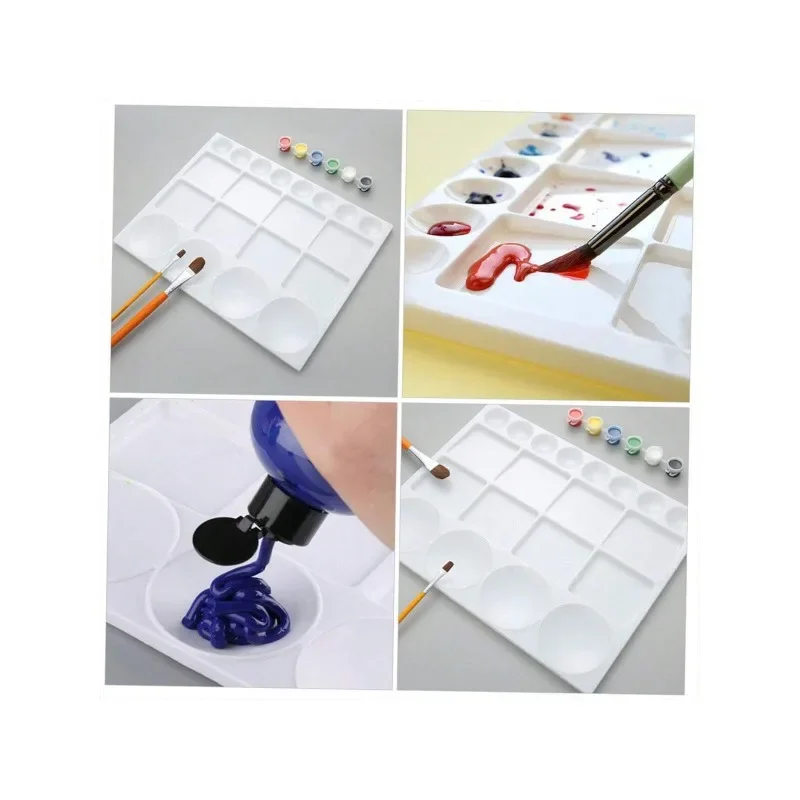 1PC Environmentally Friendly Plastic PP Rectangular Pigment Plate Art Painting Supplies Color Palette