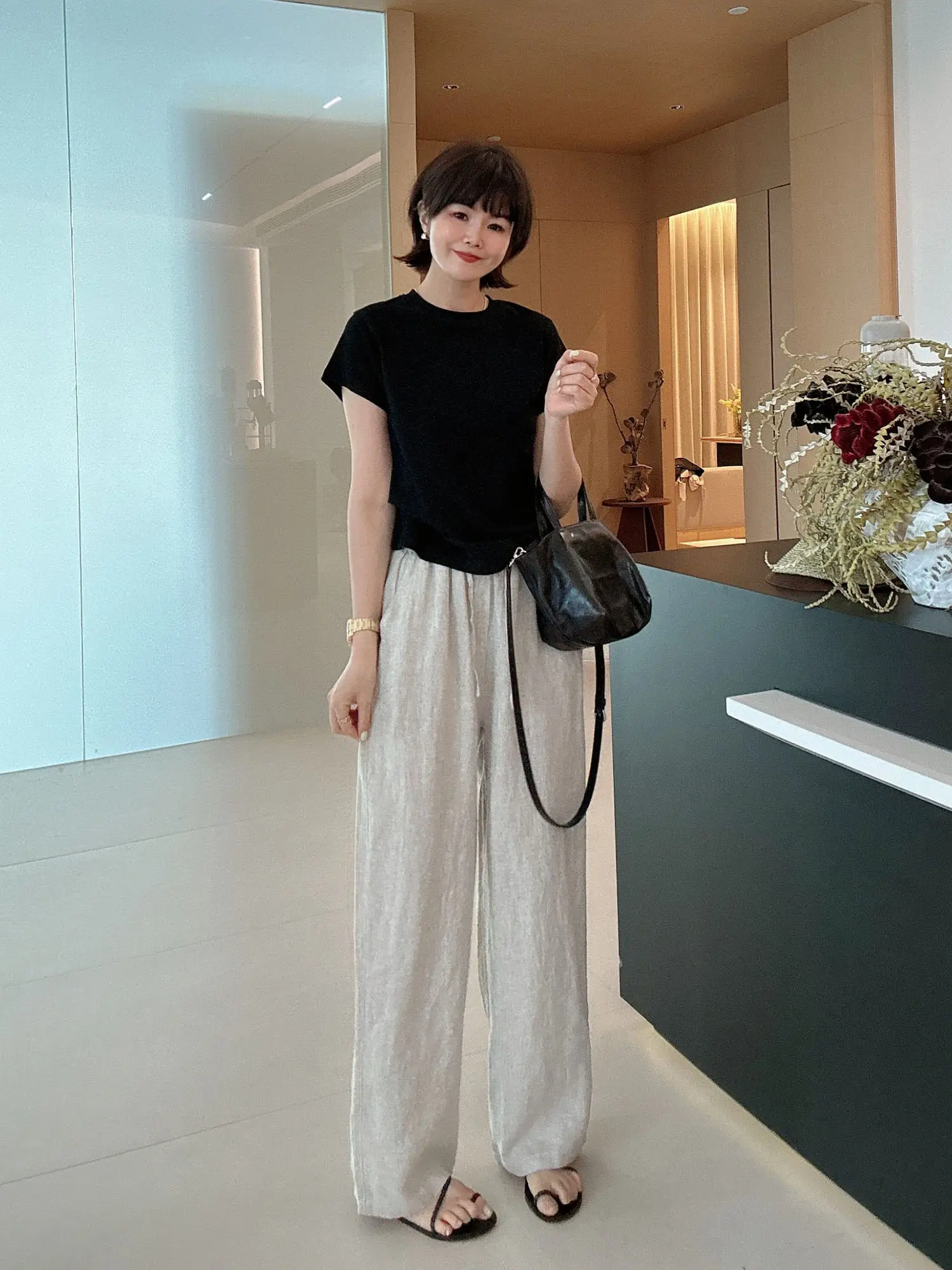 

High Waist Loose Straight Leg Casual Pants Simple Wide Leg Trousers Women's Fashion Summer Season Linen Material Casual Style