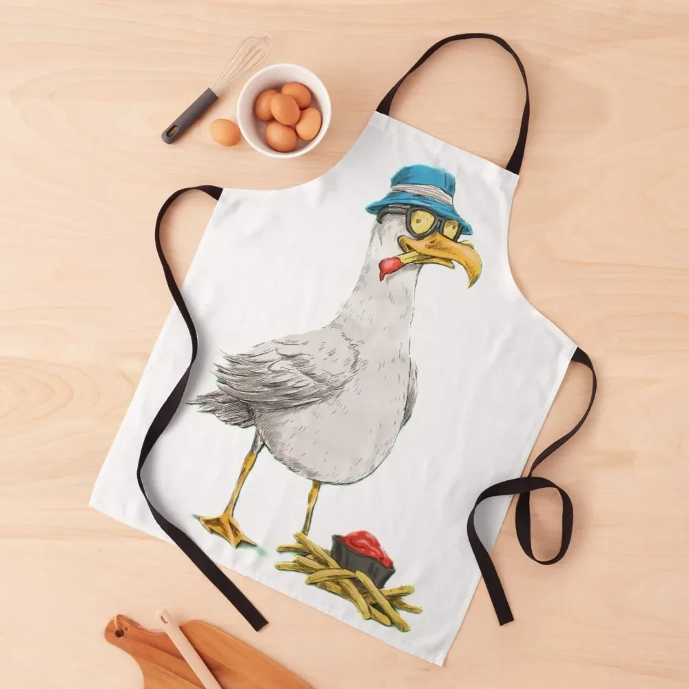 

Seagull with fries Apron Things For Home And Kitchen Kitchen New 2022 Year beauty master cooks clothes Apron