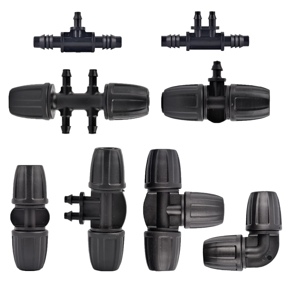 

4 шт. садовый соединитель для шланга от 3/8 до 1/4 дюйма, 8/11 до 4/7 мм, колючий стопорный тройник, коленчатые концевые заглушки, переходник для трубы, фитинг для ирригатора