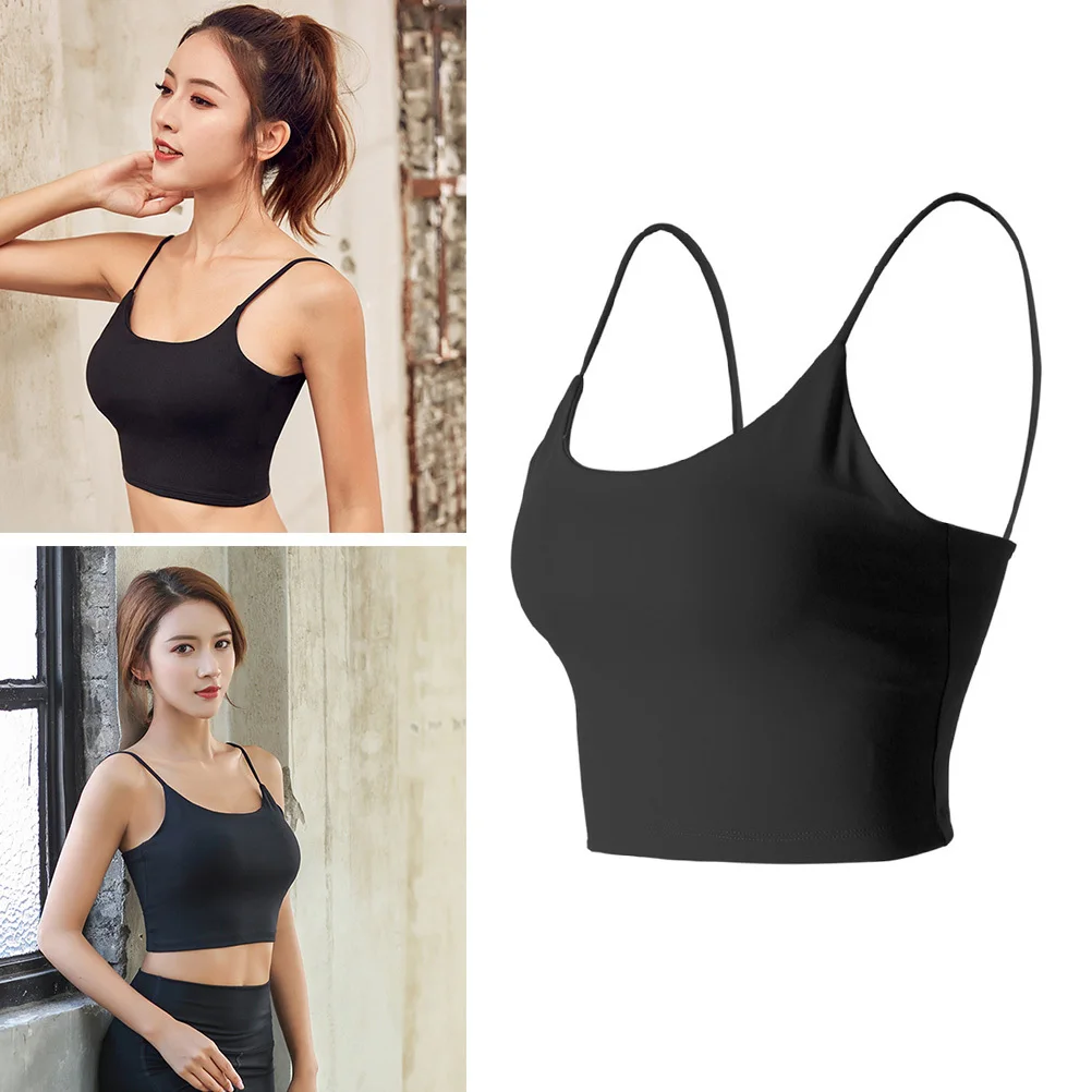 

Women's Shockproof Sports Bra Seamless Lightweight Yoga Vest Sleeveless Fitness Underwear for Running Dance Performance Black S