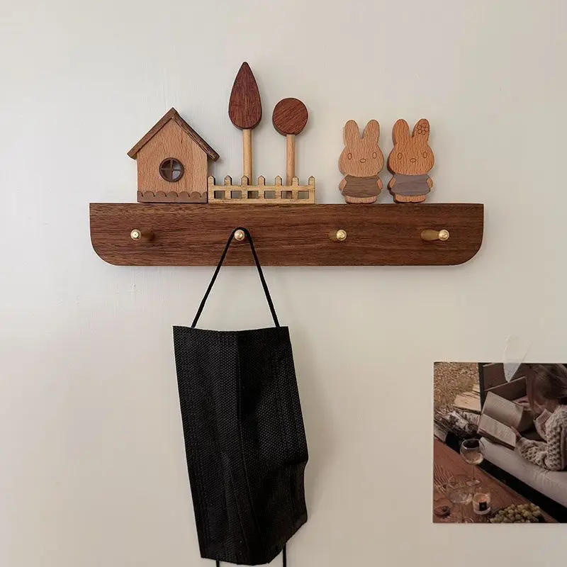 Cartoon Kawaii New Style Sticky Hook No Need To Punch Holes Behind The Door Clothes Coat Hook Creativity Wooden Good Looks Miffy